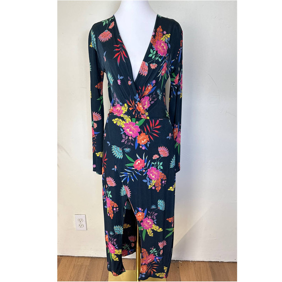 REVOLVE Floral Midi Dress - Black and Pink - Picture 5 of 11